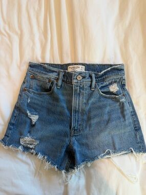 Abercrombie & Fitch Distressed Blue Denim Jean Shorts